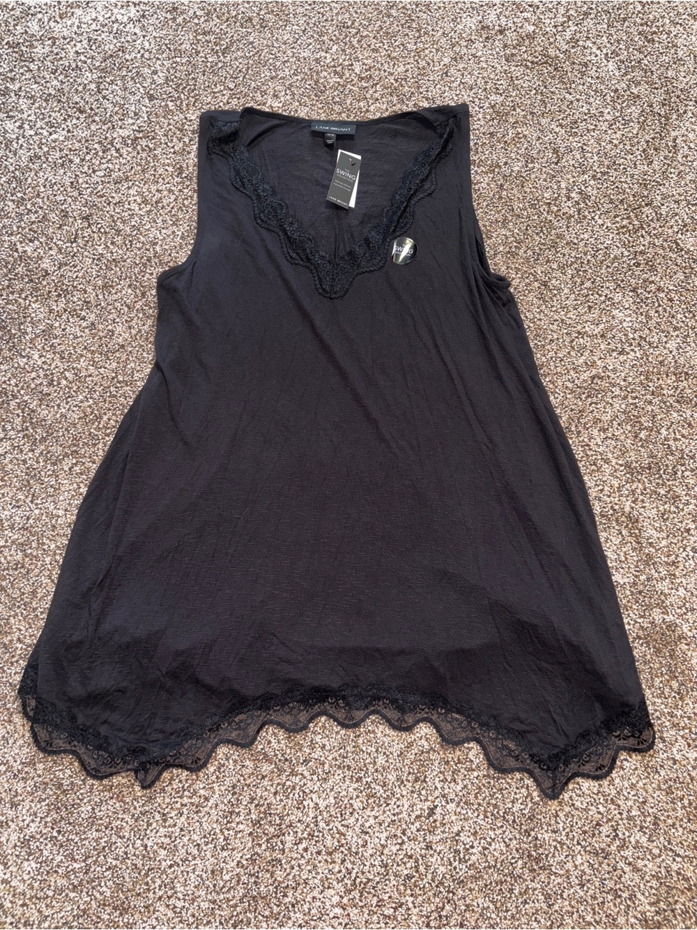 Lane Bryant NWT Swing TankTop Lace Camisole Black 14-16 Sleeveless
